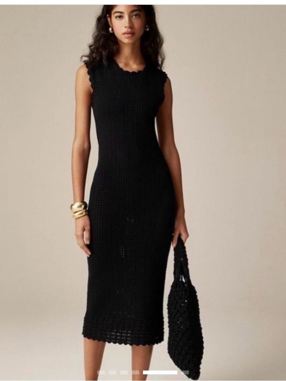 Nwt J. Crew
Crochet
Open-back Midi Dress, Sweater Knit Black XXS